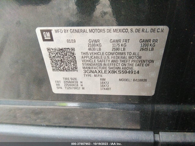 Chevrolet EQUINOX LT 2019 3GNAXLEX8KS594914 Image 9