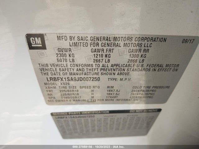 2018 BUICK ENVISION ESSENCE VIN: LRBFX1SA9JD007250