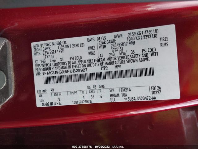 1FMCU9GX6FUB28927 Ford ESCAPE SE
