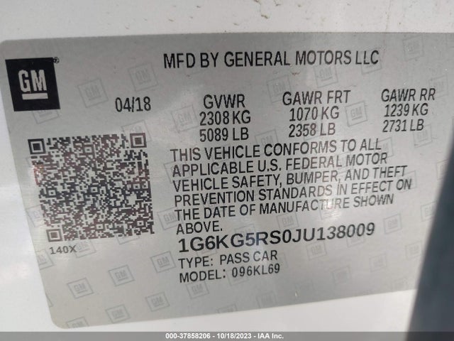 1G6KG5RS0JU138009 Cadillac Ct6 Sedan Premium Luxury Awd