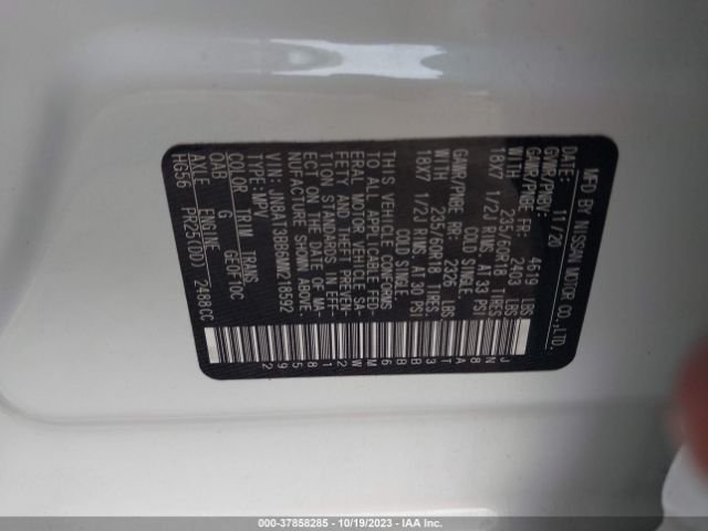 JN8AT3BB6MW218592 Nissan Rogue Sv Intelligent Awd