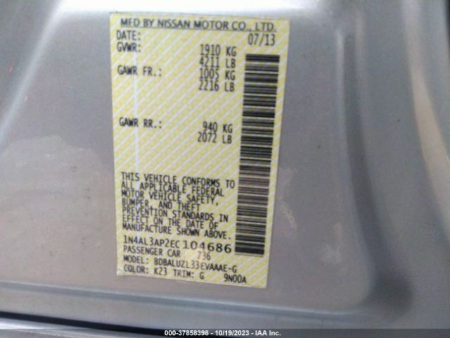 1N4AL3AP2EC104686 Nissan Altima 2.5 Sv