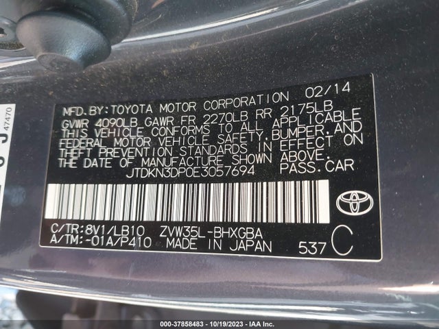 Toyota PRIUS PLUG-IN 2014 JTDKN3DP0E3057694 Image 9