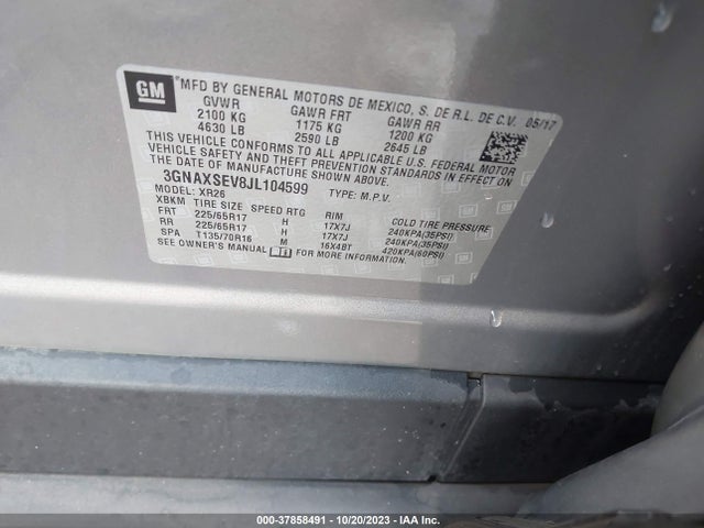 Chevrolet EQUINOX LT 2018 3GNAXSEV8JL104599 Image 9