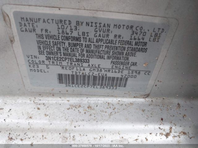 3N1CE2CP7EL389333 Nissan Versa Note S Plus