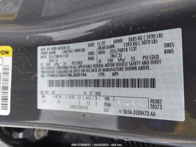 1FMDE5BH7MLB00194 Ford Bronco Outer Banks