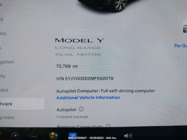 5YJYGDEE0MF092079 Tesla Model Y Long Range