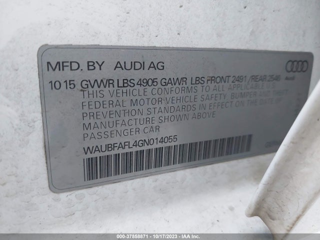 WAUBFAFL4GN014055 Audi A4 PREMIUM
