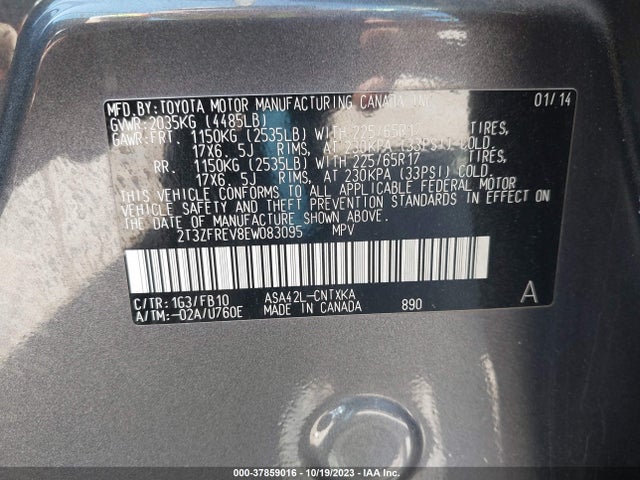 2014 TOYOTA RAV4 LE VIN: 2T3ZFREV8EW083095