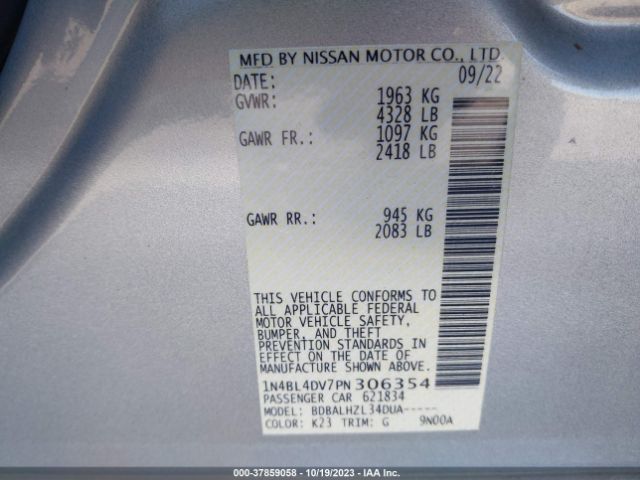 1N4BL4DV7PN306354 Nissan Altima 2.5 Sv