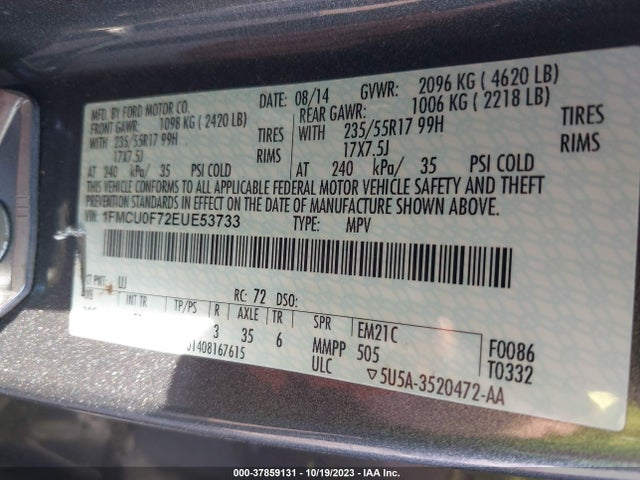 Ford ESCAPE S 2014 1FMCU0F72EUE53733 Image 9