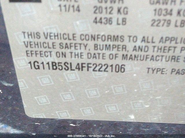 Chevrolet MALIBU LS 2015 1G11B5SL4FF222106 Image 9