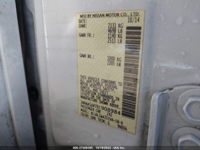 1N4AA5AP7EC908984 Nissan Maxima 3.5 Sv W/sport Pkg