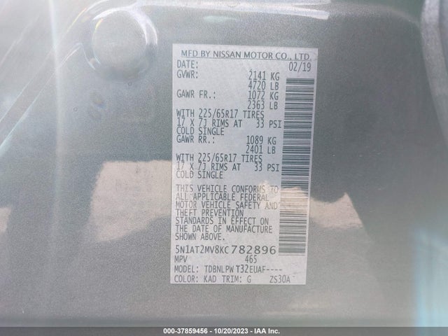 Nissan ROGUE S 2019 5N1AT2MV8KC782896 Image 9