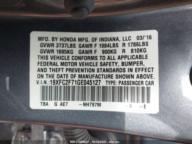19XFC2F71GE045127 Honda CIVIC EX
