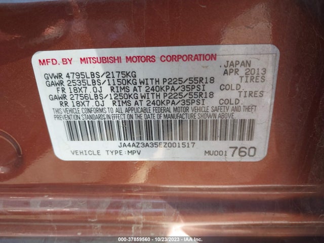 Mitsubishi Outlander Se 2014 JA4AZ3A35EZ001517 Image 9