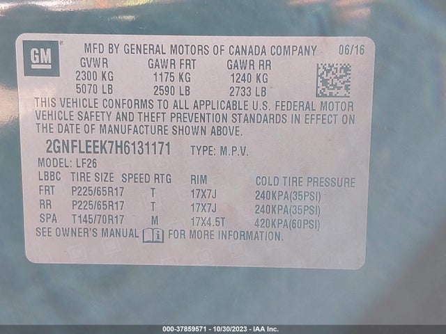 Chevrolet EQUINOX LS 2017 2GNFLEEK7H6131171 Image 9