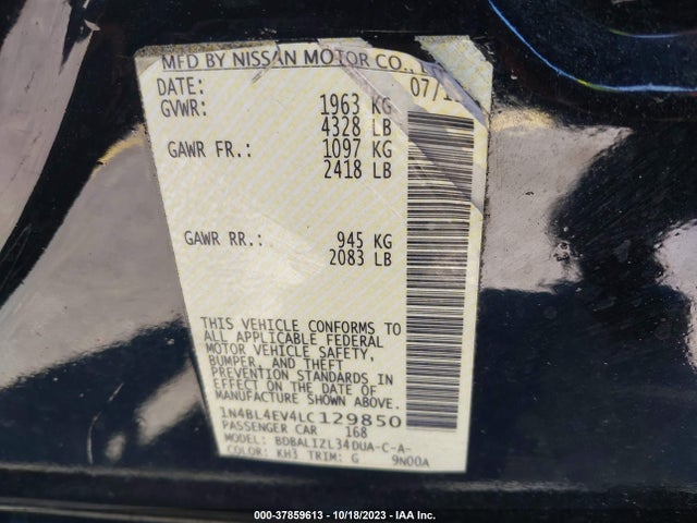Nissan Altima 2.5 Sl 2020 1N4BL4EV4LC129850 Image 9