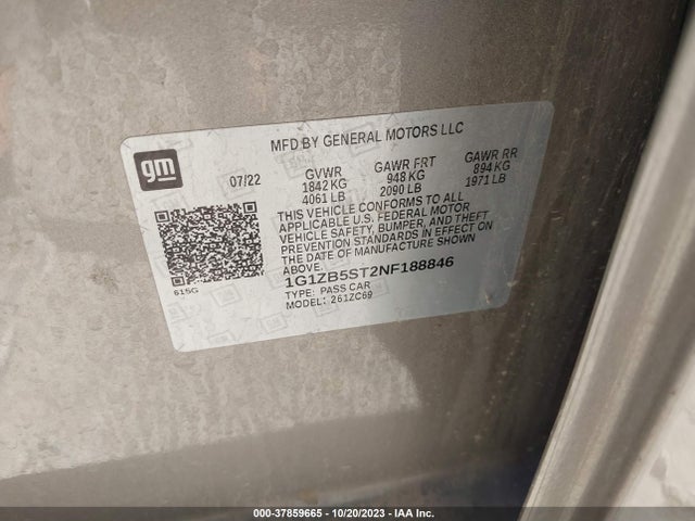 Chevrolet MALIBU LS 2022 1G1ZB5ST2NF188846 Image 9