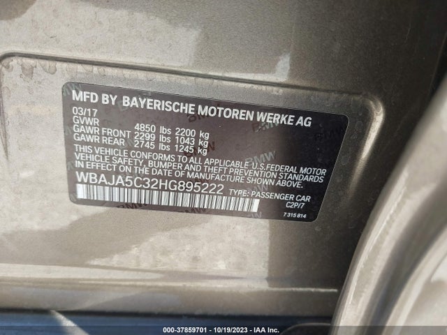 BMW 530I 2017 WBAJA5C32HG895222 Image 9