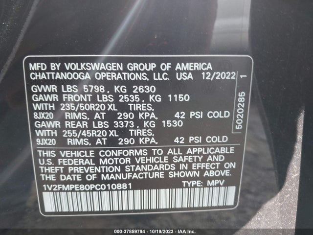 2023 VOLKSWAGEN ID.4 PRO S VIN: 1V2FMPE80PC010881