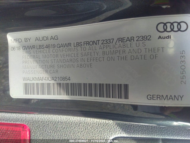 WAUKMAF4XJA210854 Audi A4 Premium/tech Premium