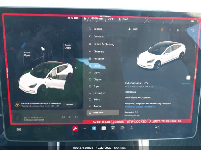 5YJ3E1EAXLF720885 Tesla Model 3 Standard Range