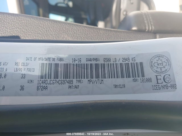 Dodge DURANGO GT 2017 1C4RDJDG7HC697489 Image 9