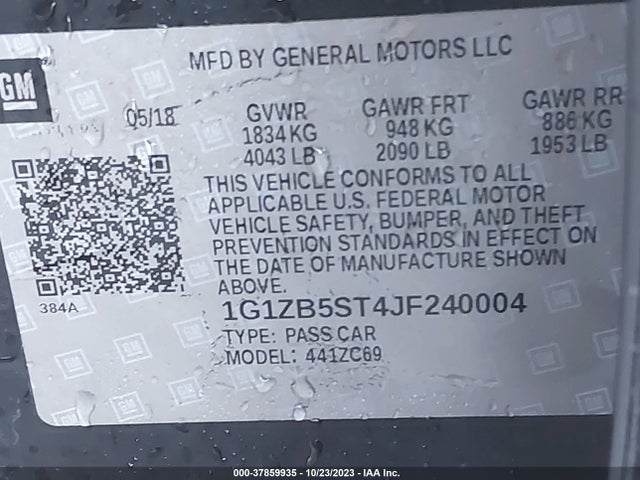 Chevrolet MALIBU LS 2018 1G1ZB5ST4JF240004 Image 9