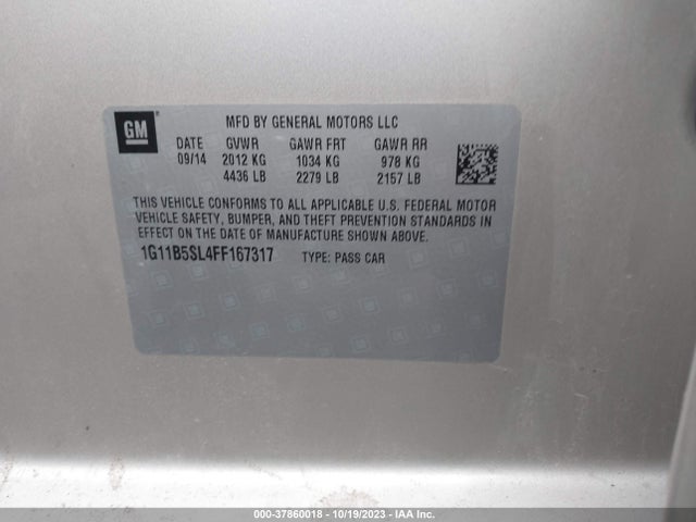 Chevrolet MALIBU LS 2015 1G11B5SL4FF167317 Image 9