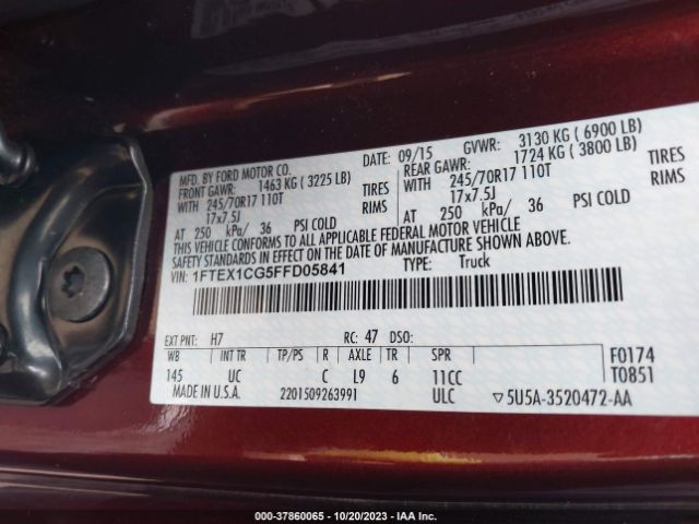 1FTEX1CG5FFD05841 Ford F-150 Xl/lariat/xlt