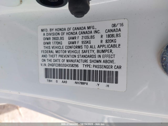 Honda Civic Ex-t 2016 2HGFC3B32GH358296 Image 9