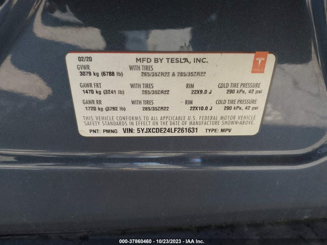 Tesla Model X Long Range 2020 5YJXCDE24LF261631 Image 9