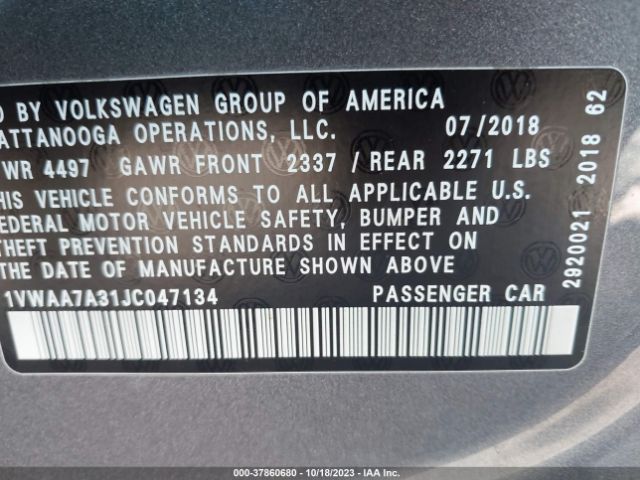 2018 VOLKSWAGEN PASSAT 1VWAA7A31JC047134 Photo 8