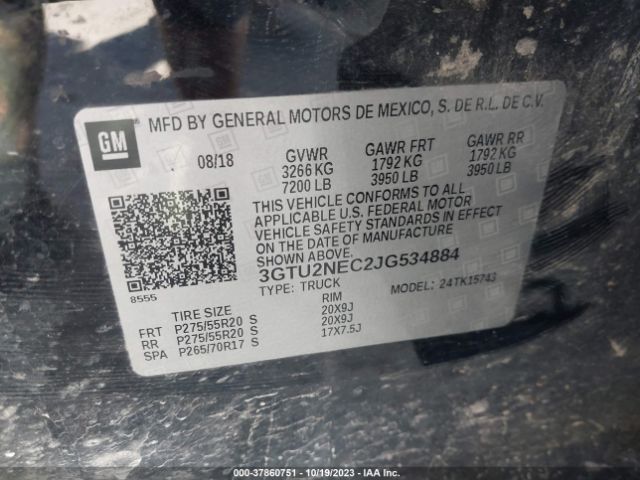 3GTU2NEC2JG534884 GMC Sierra 1500 Slt
