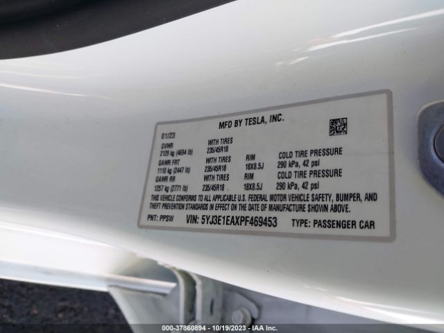 5YJ3E1EAXPF469453 Tesla MODEL 3