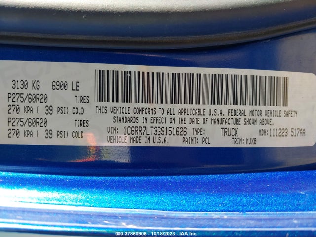 1C6RR7LT3GS151626 RAM 1500 Lone Star