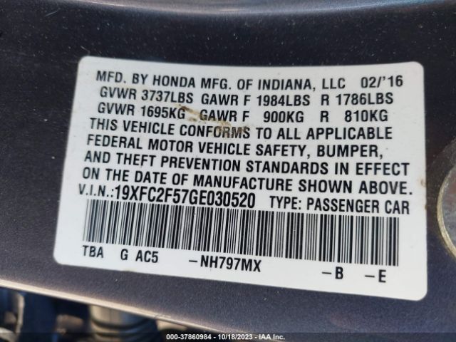 19XFC2F57GE030520 Honda Civic Sedan Lx