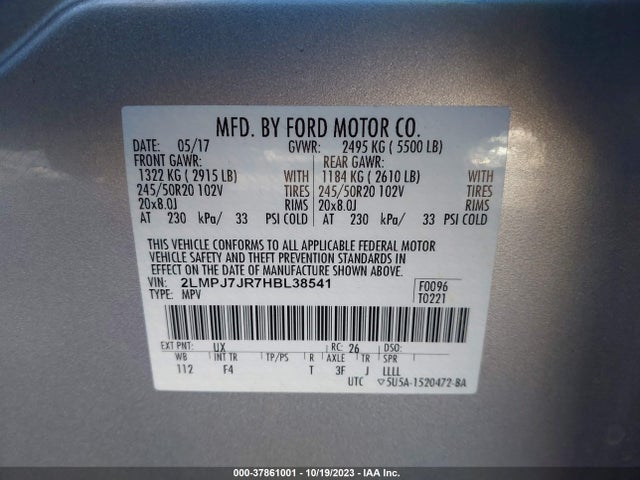 2LMPJ7JR7HBL38541 Lincoln Mkx Black Label