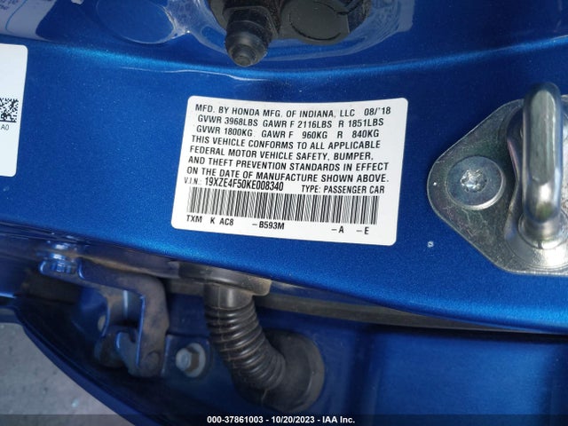Honda INSIGHT EX 2019 19XZE4F50KE008340 Image 9