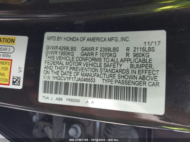 1HGCV1F17JA046653 Honda Accord Sedan Lx 1.5t