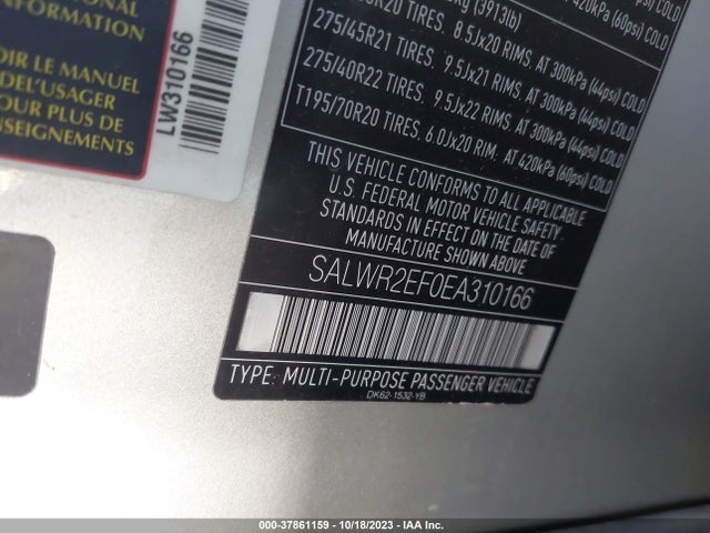 Land Rover RANGE ROVER SPORT 2014 SALWR2EF0EA310166 Image 9