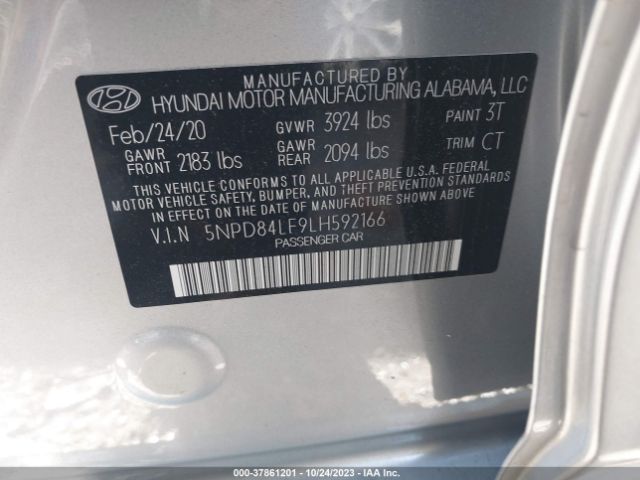 5NPD84LF9LH592166 Hyundai ELANTRA SEL
