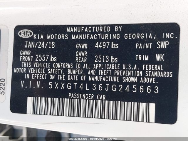5XXGT4L36JG245663 KIA Optima S