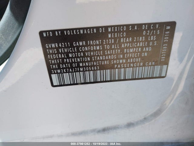 3VW2K7AJ7FM305663 Volkswagen Jetta Sedan 2.0l S W/technology