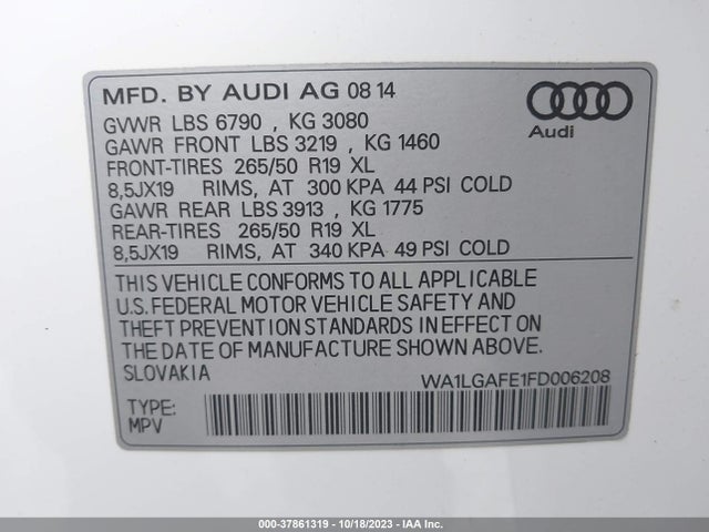 WA1LGAFE1FD006208 Audi Q7 3.0t Premium Plus