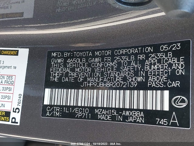 JTHP9JBH8R2072139 Lexus Ux Ux 250h Premium
