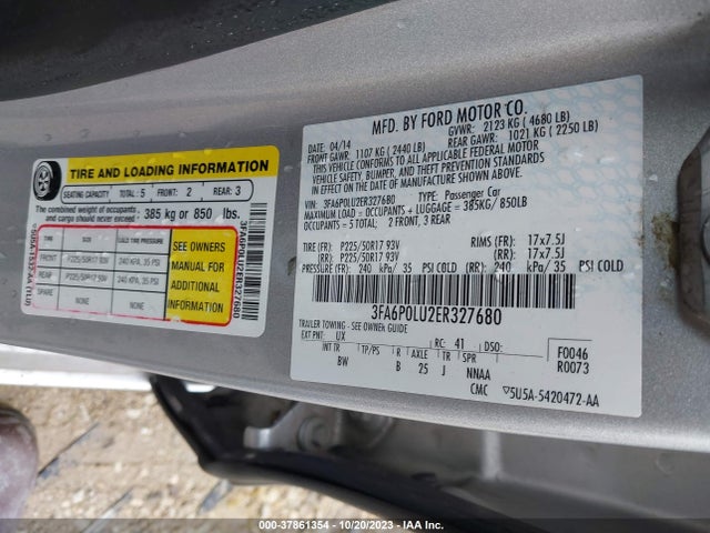 Ford Fusion Se Hybrid 2014 3FA6P0LU2ER327680 Image 9