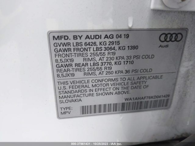WA1AHAF75KD041429 Audi Q7 45 Premium