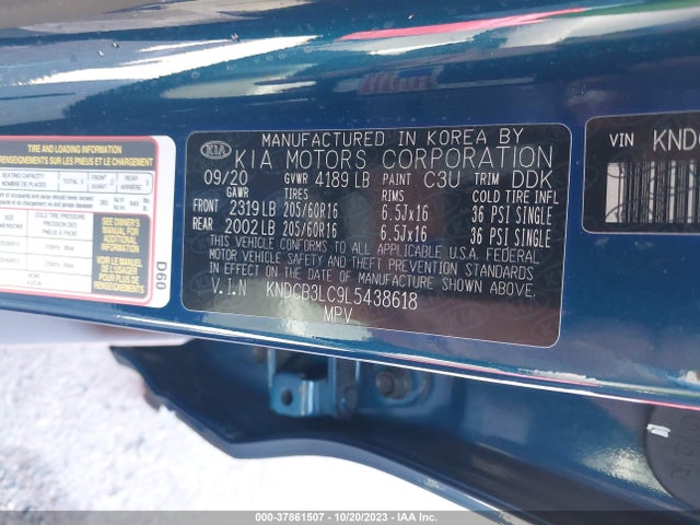 KIA Niro Lxs 2020 KNDCB3LC9L5438618 Image 9